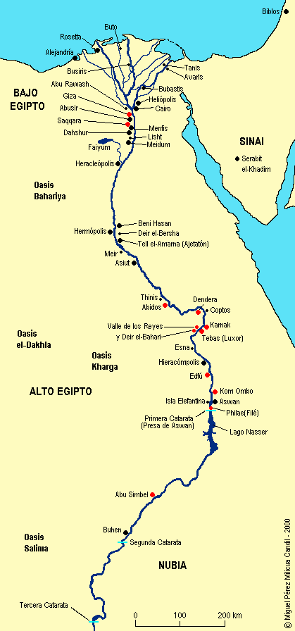 Mapa de Egipto y Nubia