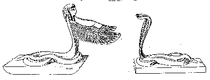 Figura 4. Serpiente antropocéfala, grupo procedente de la tumba de Amenofis II. Según B. Bruyère, 1930