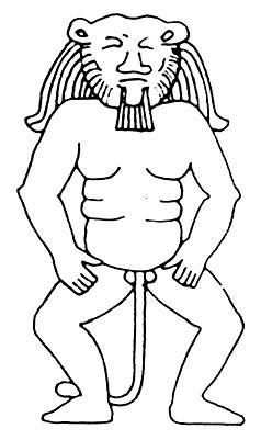 Figura de Bes del relieve del templo de Hatshepsut en Deir el-Bahari. Jansen and Jansen, 1995:13. I. Nuevo