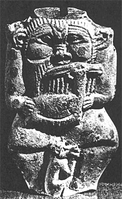 Figura en fayenza del dios Bes, Londres, BM 20845. Bulté, 1991. doc. 53, lám. 12 b. TPI