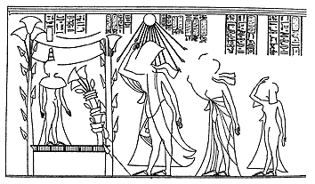 Escena de lamentación ante la figura de Maketatón. Tumba Real de Amarna