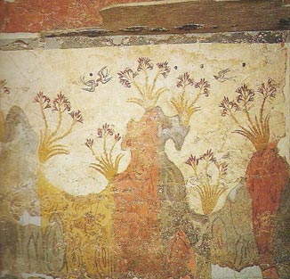 Fig. 16: ACROTIRI: Fresco de la Primavera. 2,70 m. x 1,90 m. Mus. Nac. de Atenas.