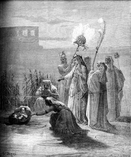 Fig. 8. Grabado titulado Moses in the Bulrushes extraído de la obra de Gustave Doré The Doré Bible Galler. Filadelfia, hacia 1883.