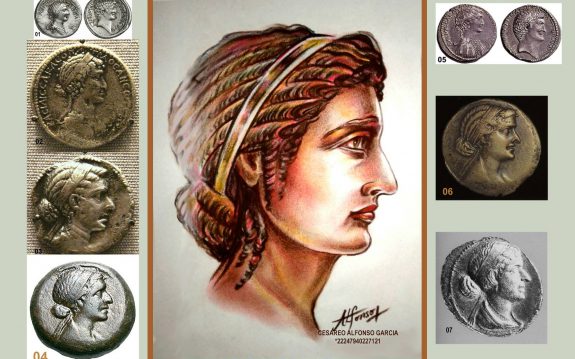 Cleopatra VII – Reconstrucción a lápiz a partir del estudio de monedas